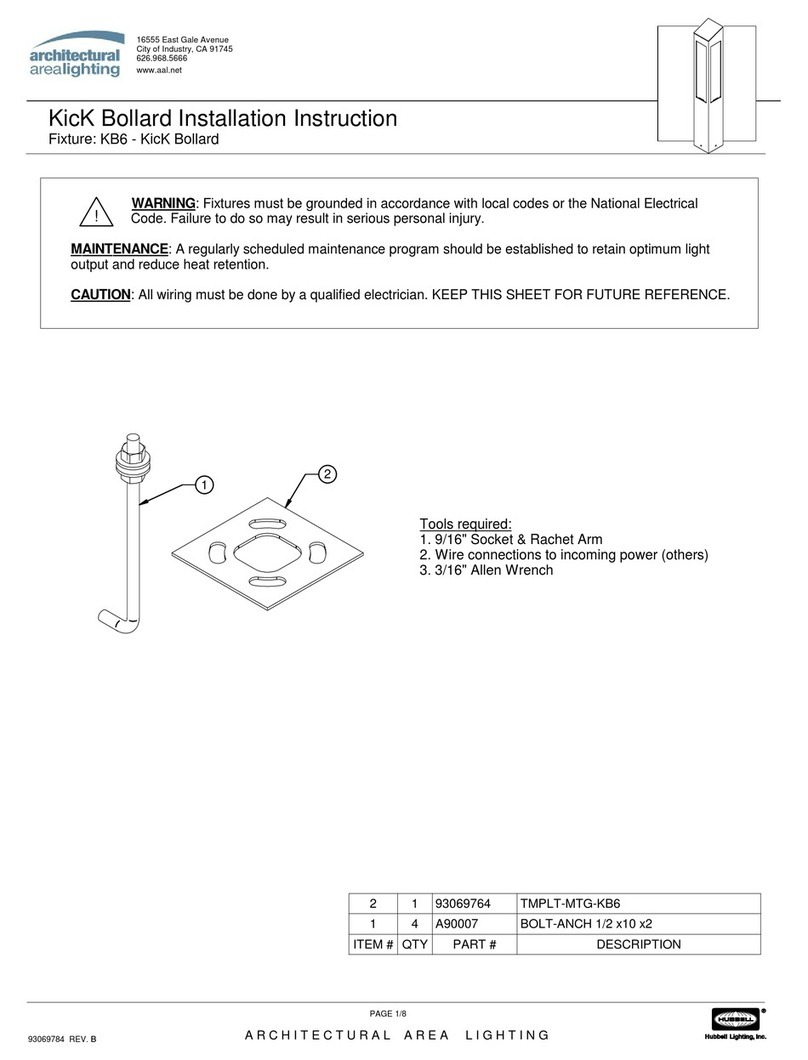 Architectural Area Lighting KicK Bollard series User manual