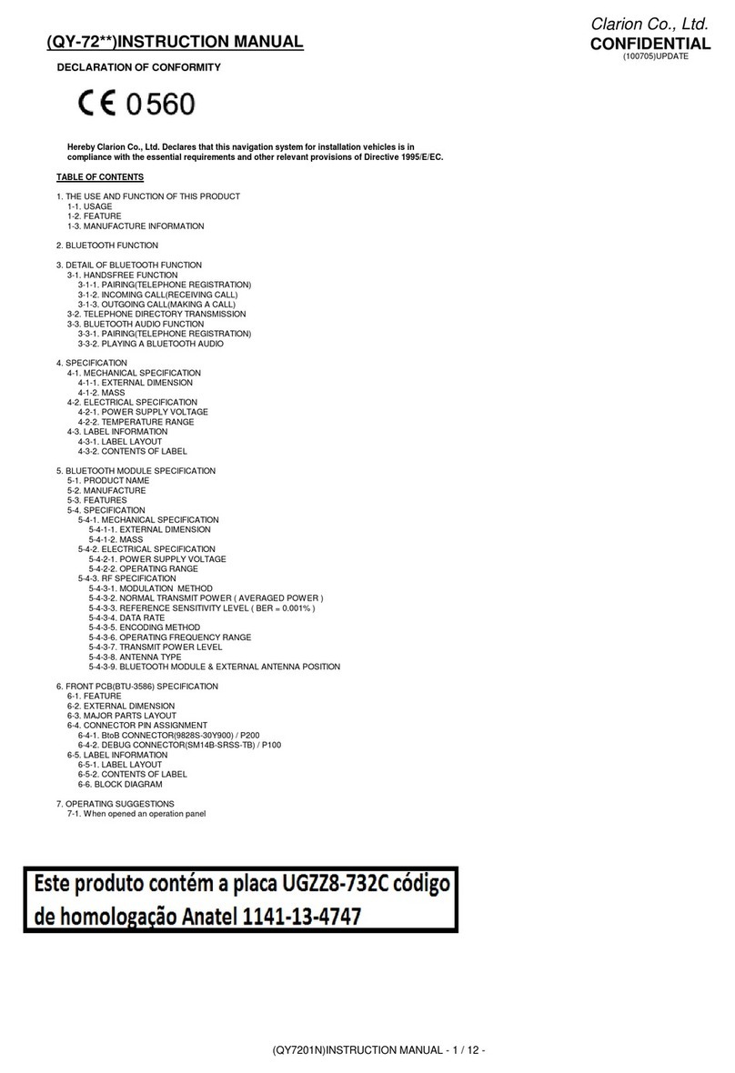 Clarion QY-72 Series User manual