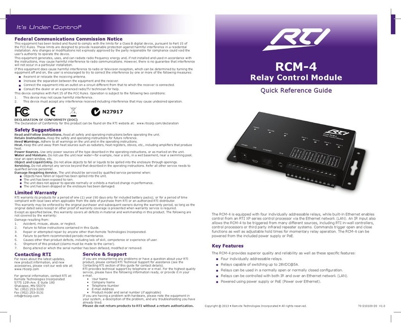 RTI RCM-4 Quick reference guide