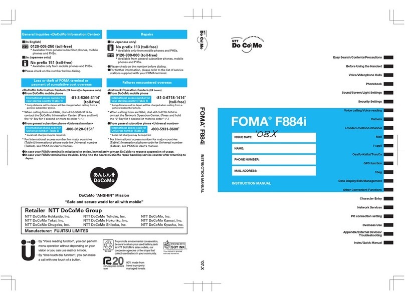Fujitsu FOMA F884i Docomo User manual Fujitsu FOMA F884i Docomo User manual