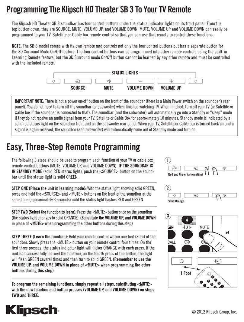 Klipsch HD THEATER SB 3 Owner's manual