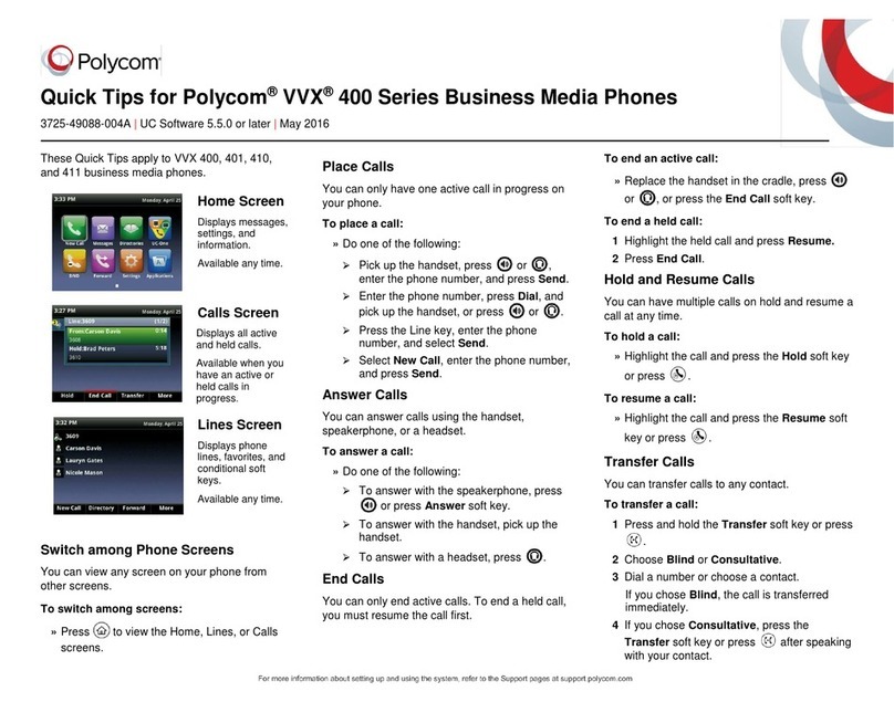 Polycom VVX 400 Quick tips