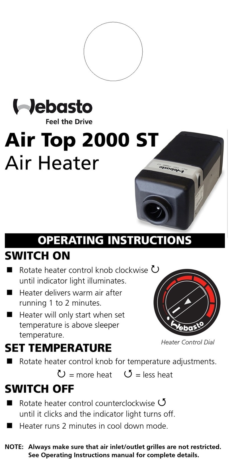 Webasto Air Top 2000 ST B User manual