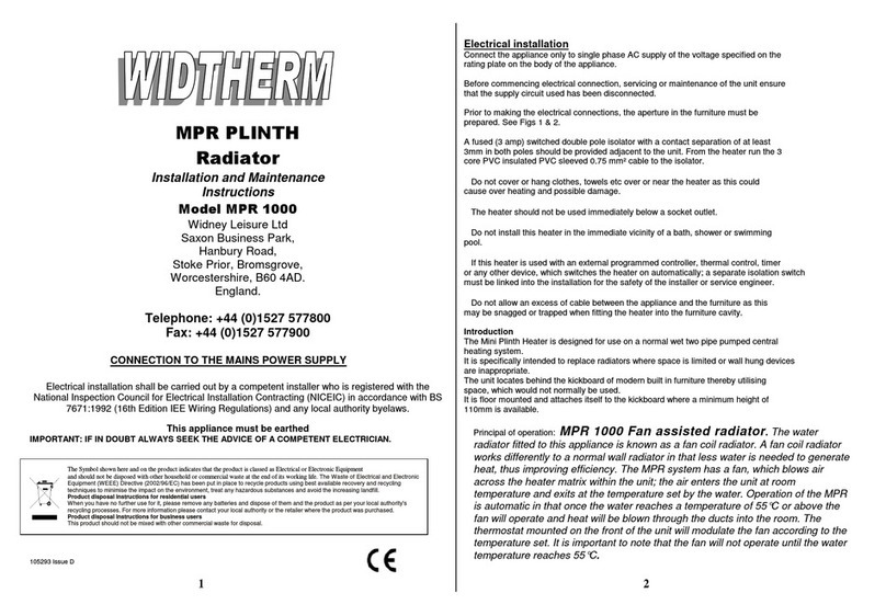 WidTherm MPR 1000 Installation and maintenance instructions