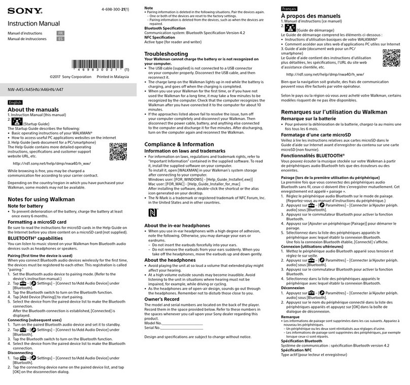 Sony NW-A45 User manual