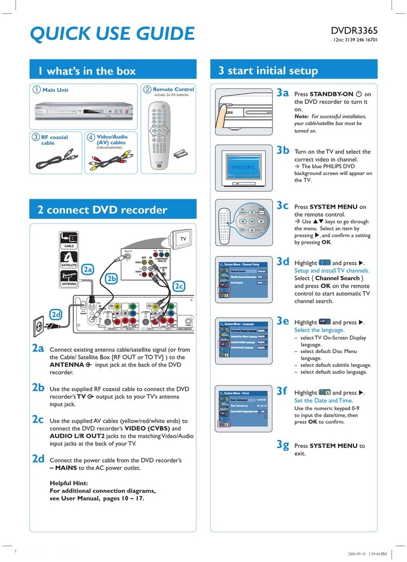 Philips DVDR3365 Operating manual Philips DVDR3365 Operating manual