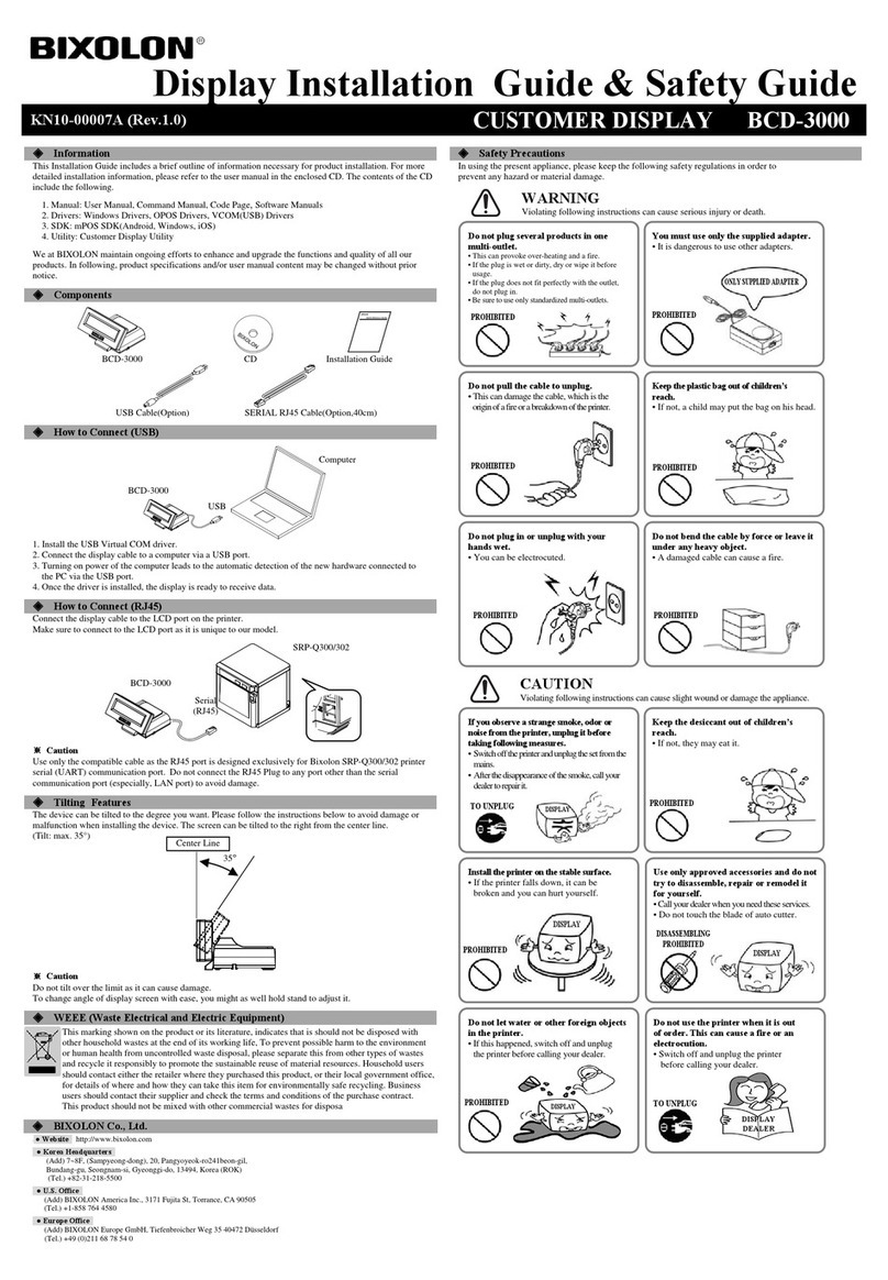 BIXOLON BCD-3000 Installation Guide & Safety Guide