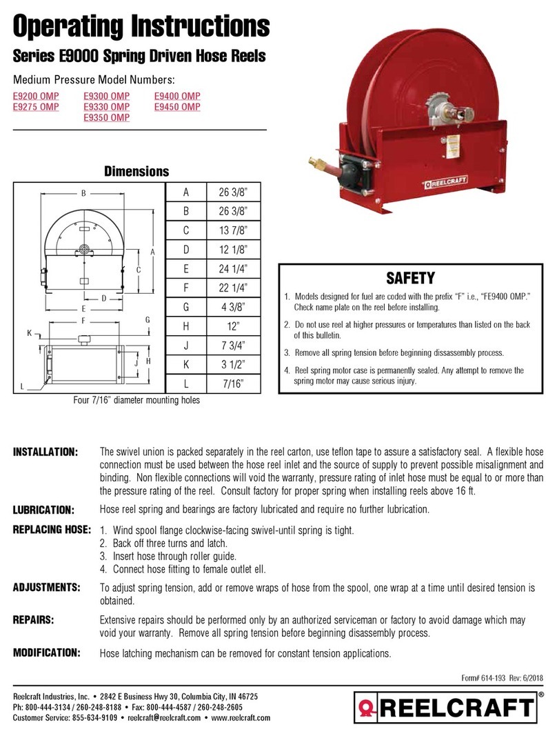 ReelCraft E9000 Series operating instructions ReelCraft E9000 Series operating instructions