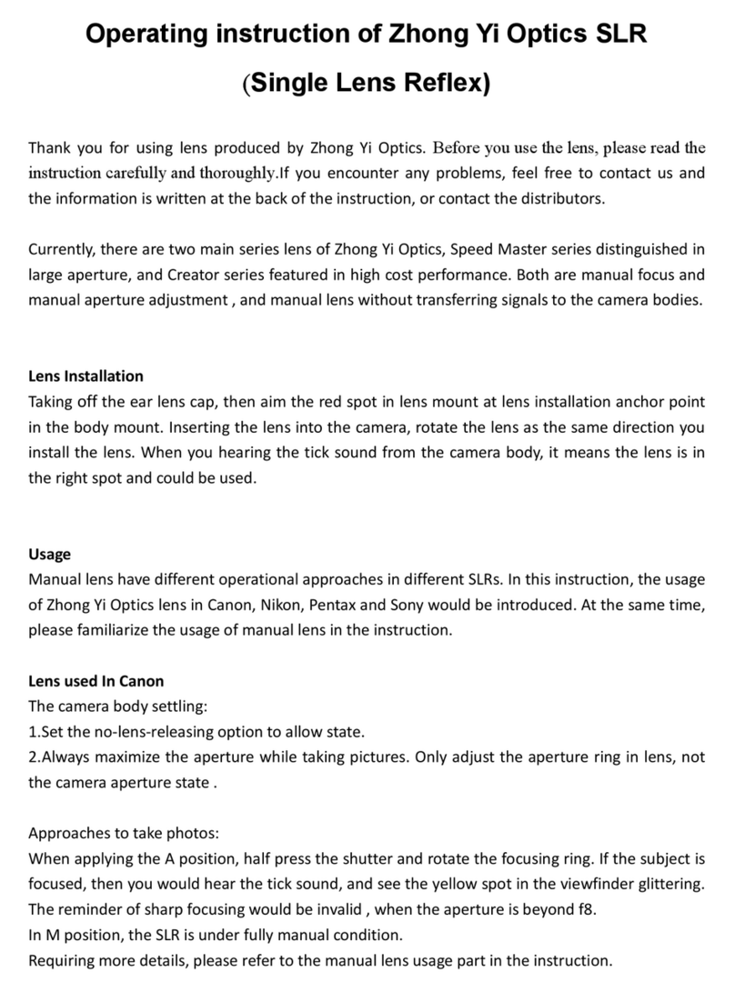 Zhong Yi Optics Speed Master Series operating instructions