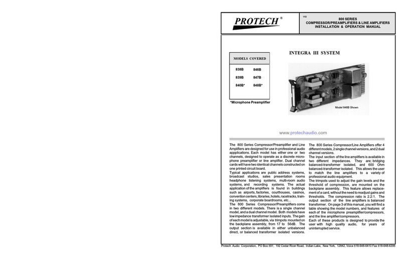 Protech Audio 800 SERIES Installation & operation manual