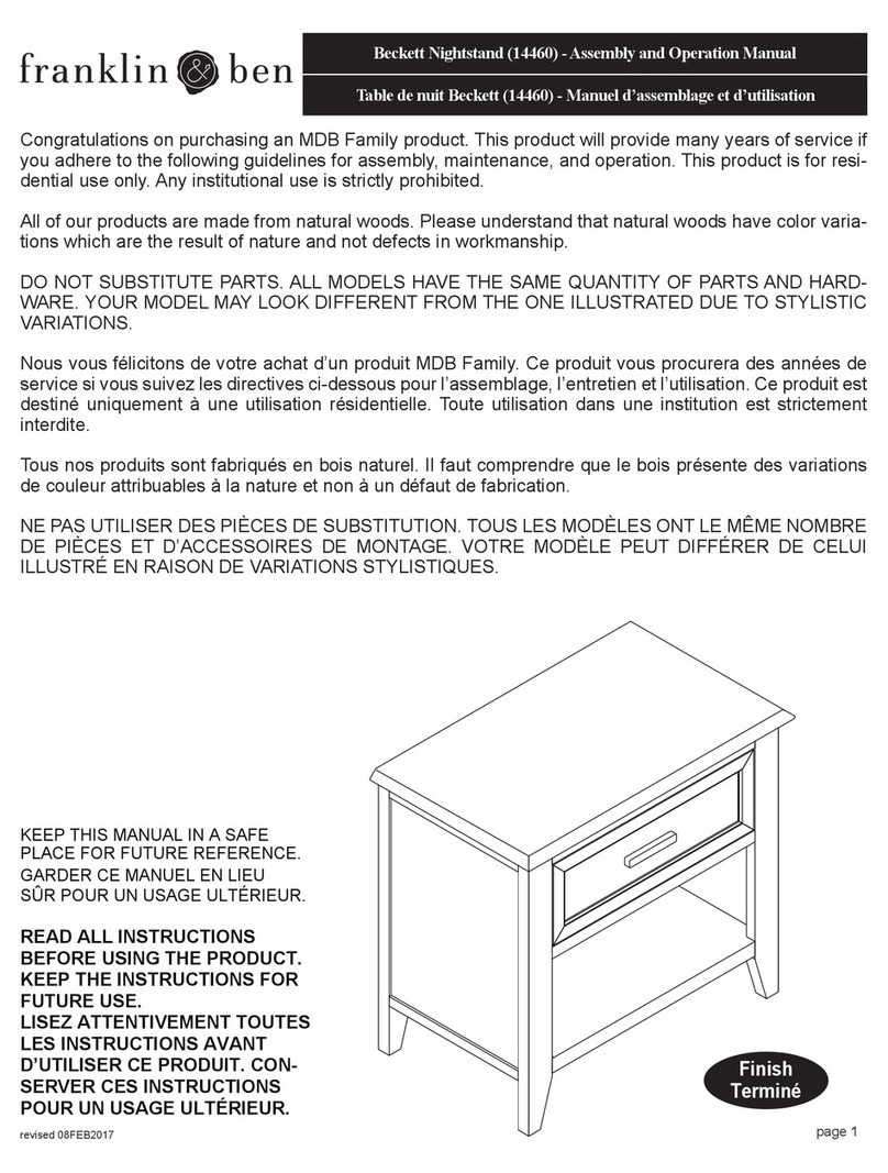 Franklin & Ben 14460 Assembly and operation manual Franklin & Ben 14460 Assembly and operation manual