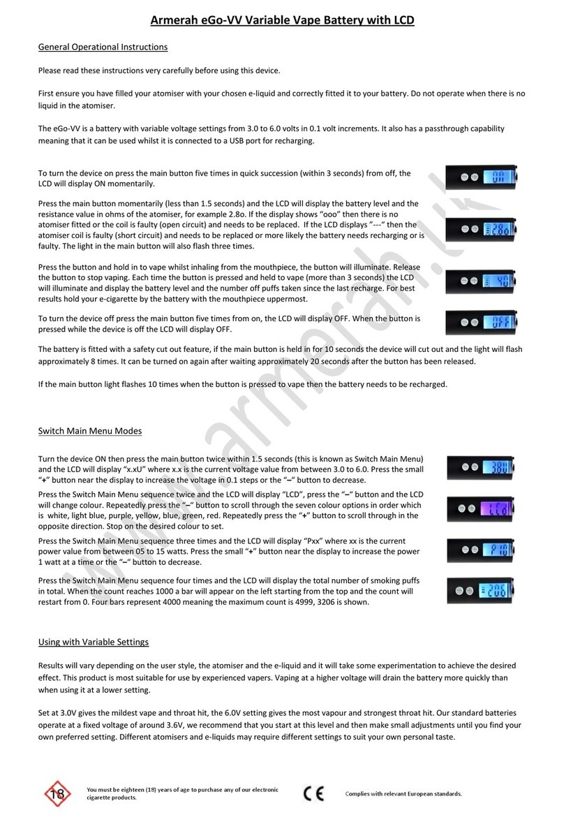 Armerah eGo-VV operating instructions