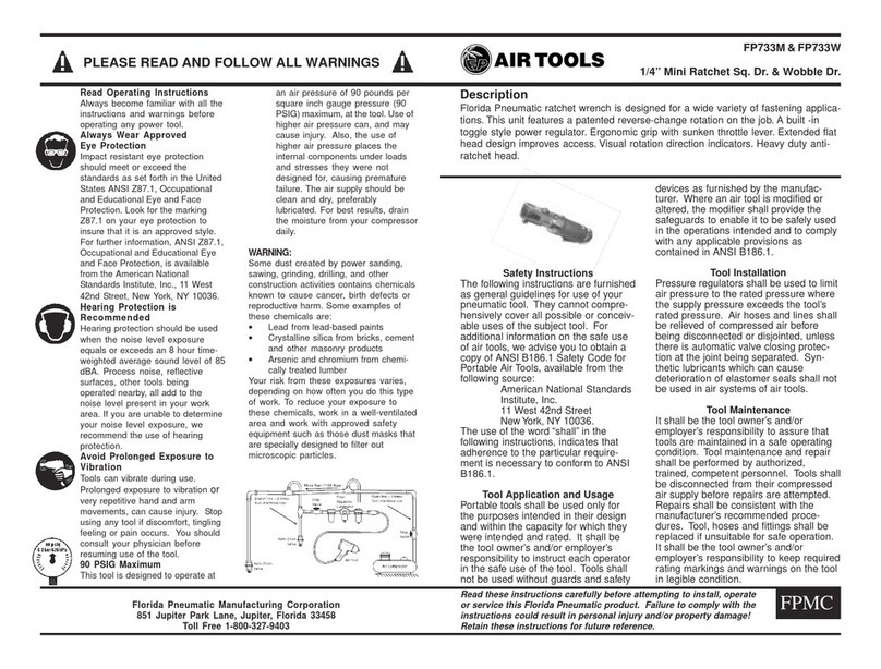 Florida Pneumatic FP733M operating instructions