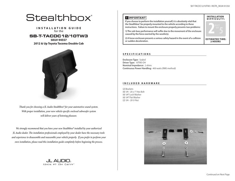 JL Audio Stealthbox SB-T-TACDC12/10TW3 installation guide JL Audio Stealthbox SB-T-TACDC12/10TW3 installation guide