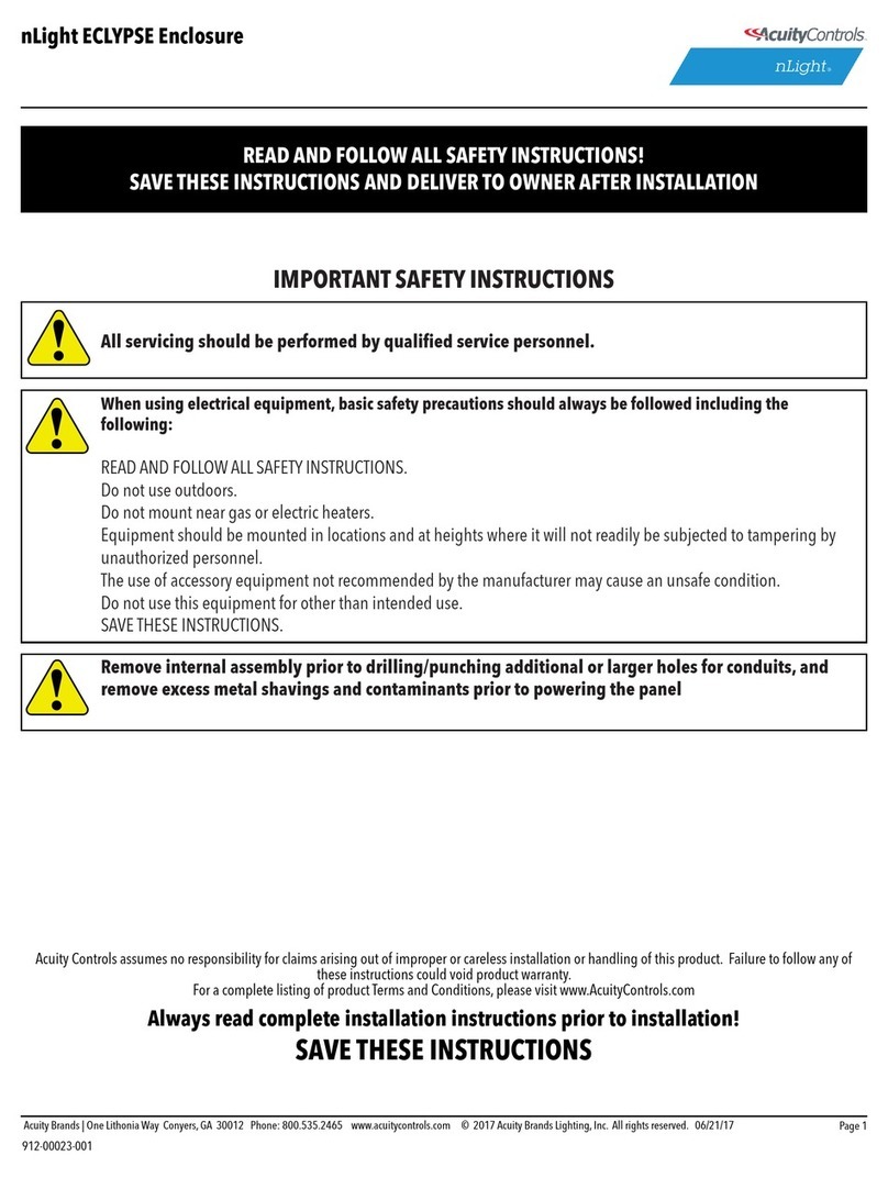 Acuity Controls nLight ECLYPSE Safety instructions