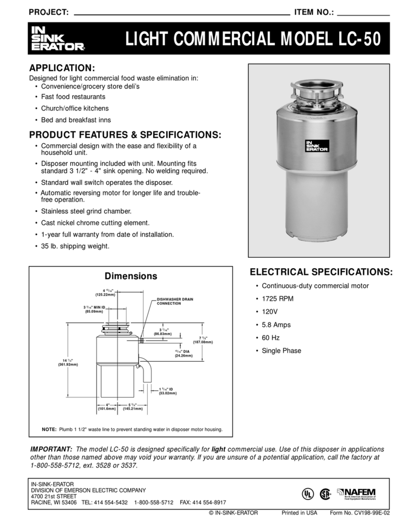 InSinkErator Model LC-50 User manual