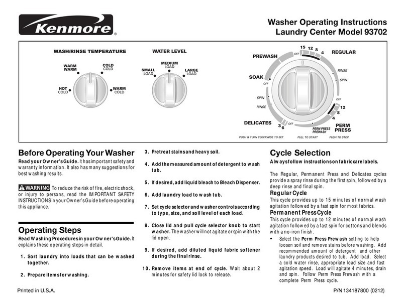 Kenmore 93702 User manual