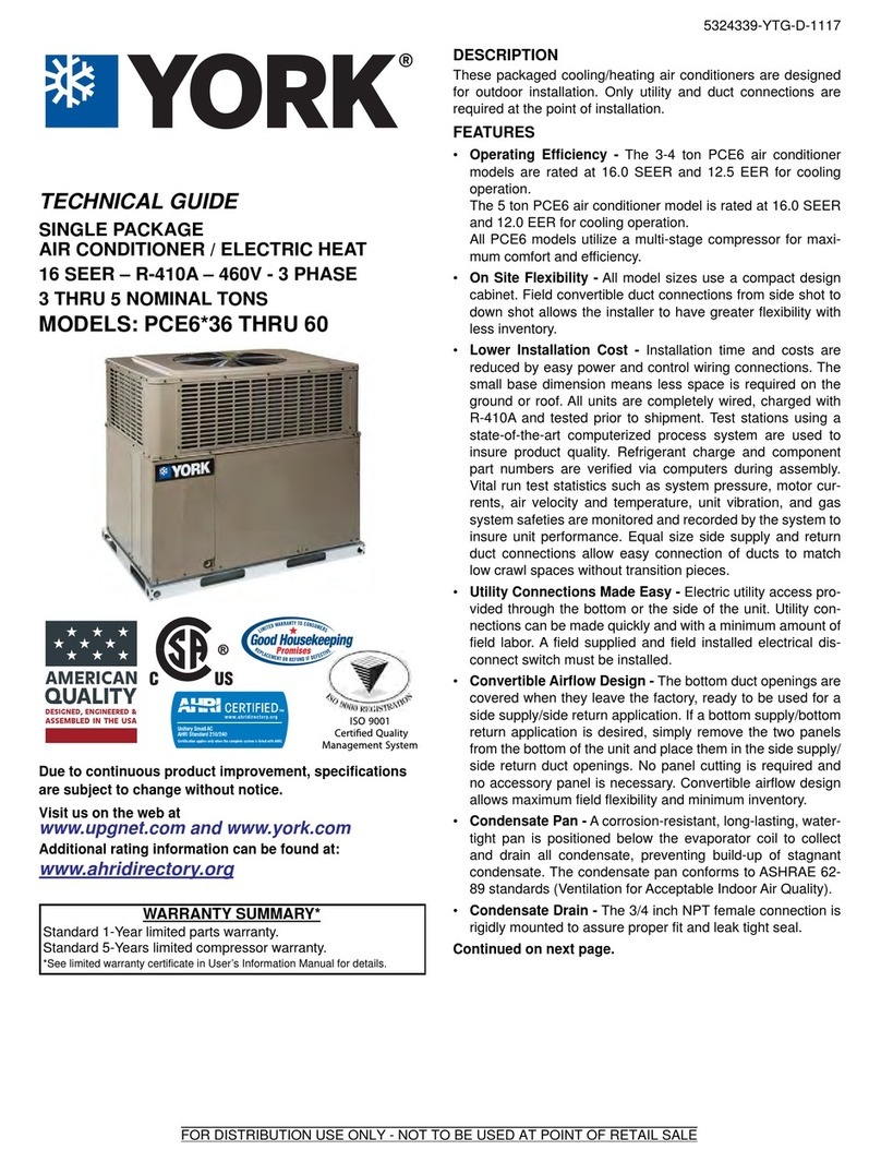 York PCE6*36 Series Quick start guide