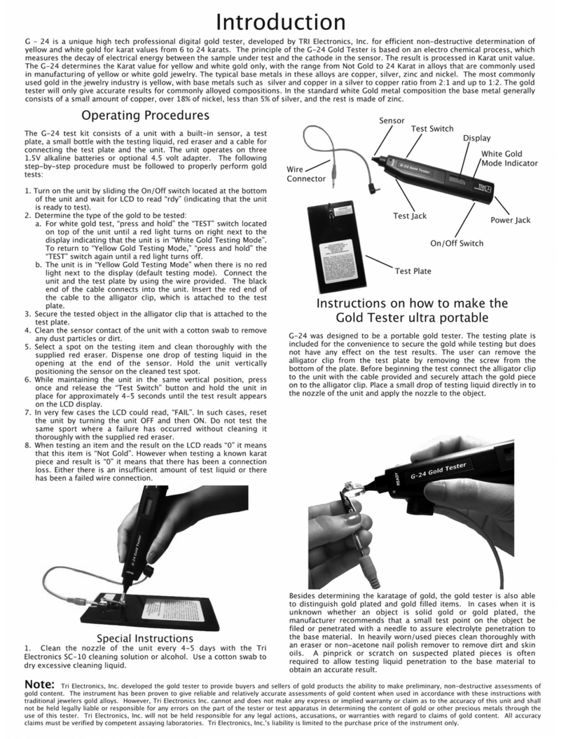 TRI Electronics G-24 Gold Tester User manual
