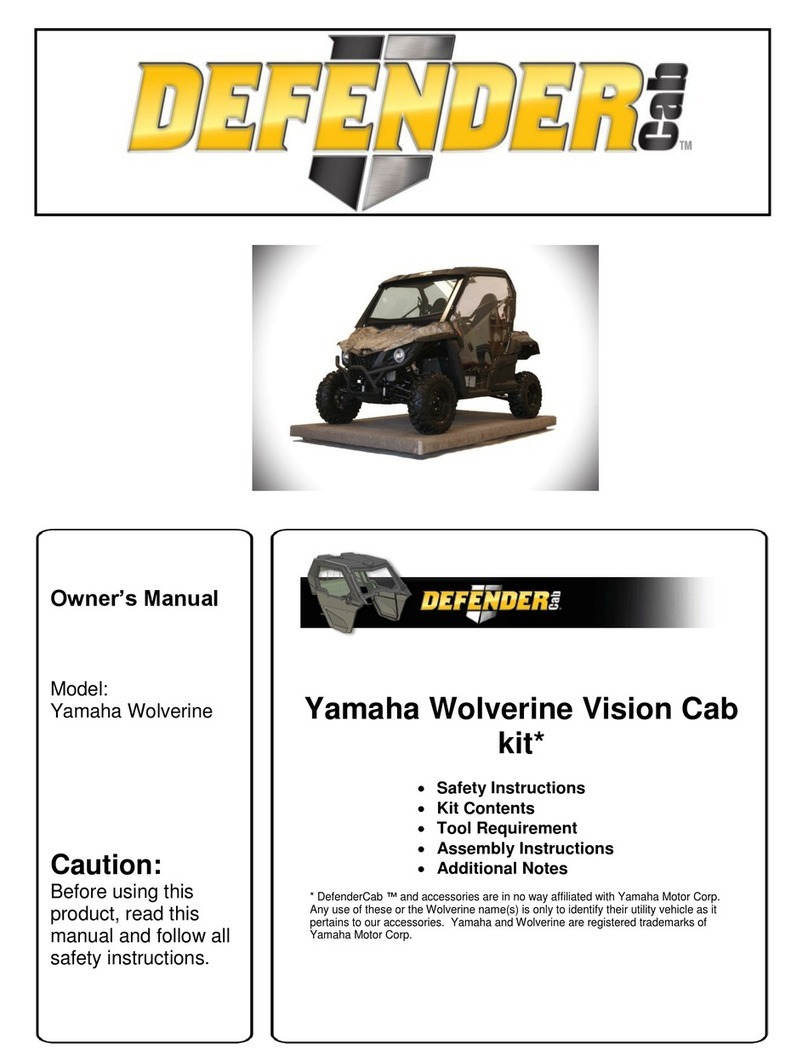 DefenderCab Yamaha Wolverine Vision Cab kit owner's manual DefenderCab Yamaha Wolverine Vision Cab kit owner's manual