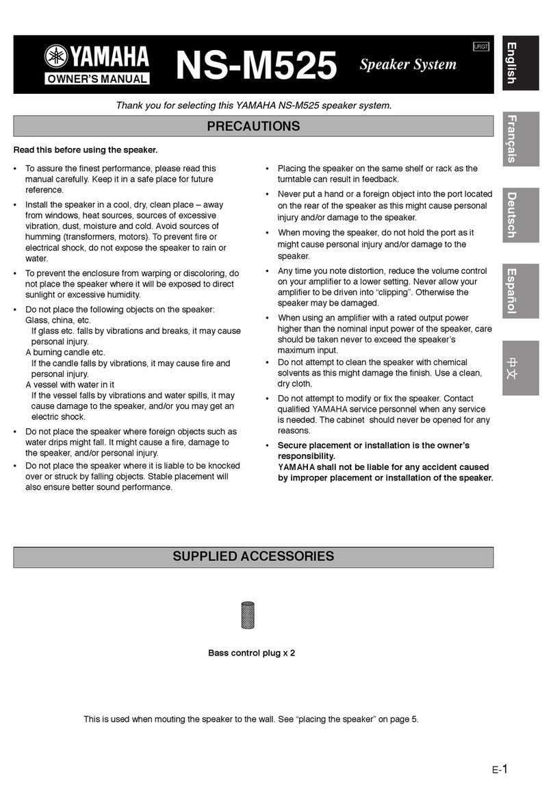 Yamaha NS-M525 - Left / Right Rear CH Speakers owner's manual