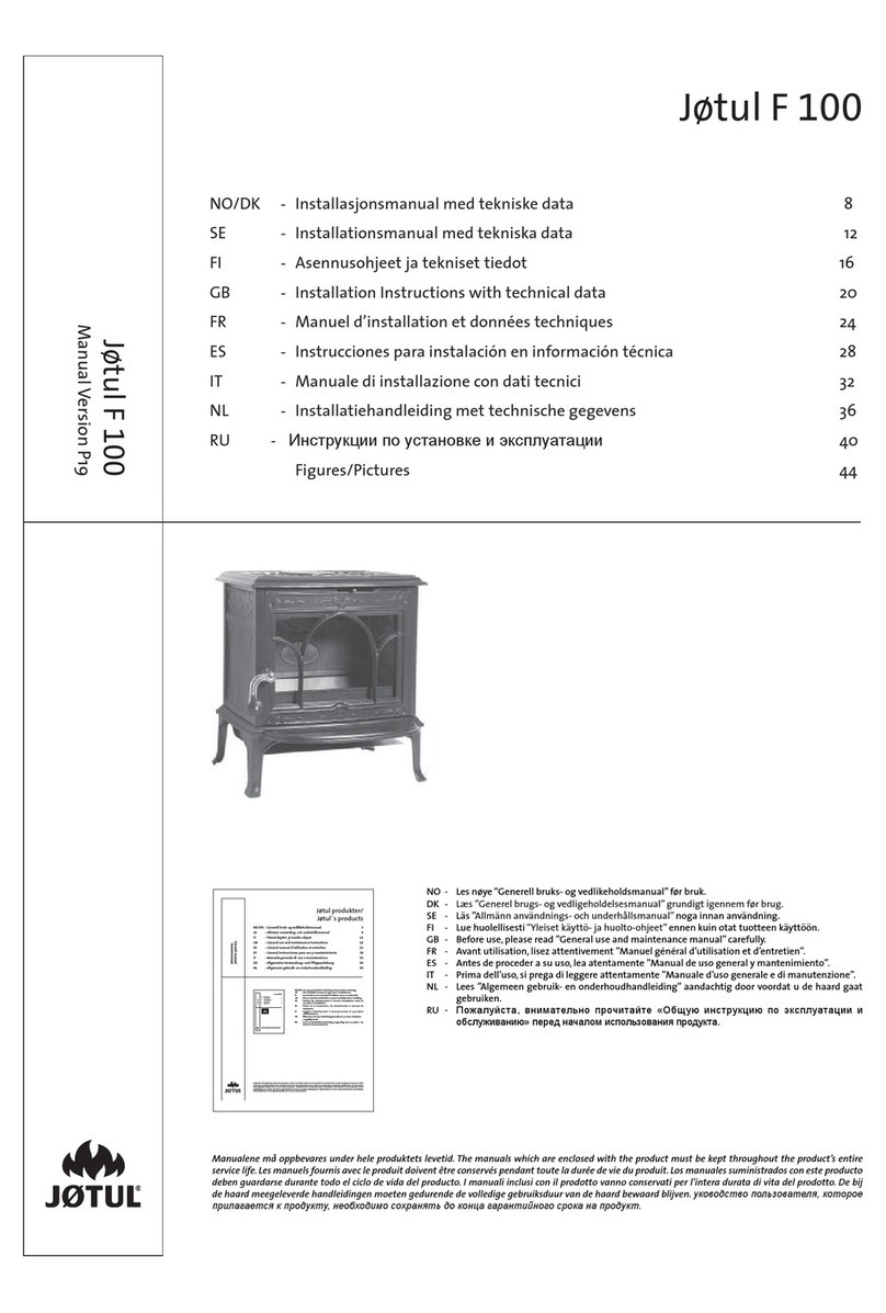 Jøtul F 100 Nordic Installation instructions with technical data