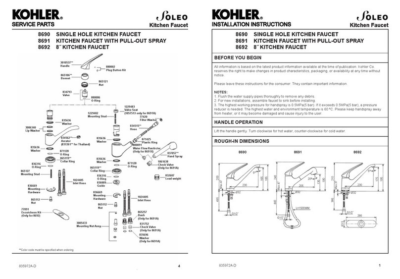 Kohler Soleo 8690 User manual