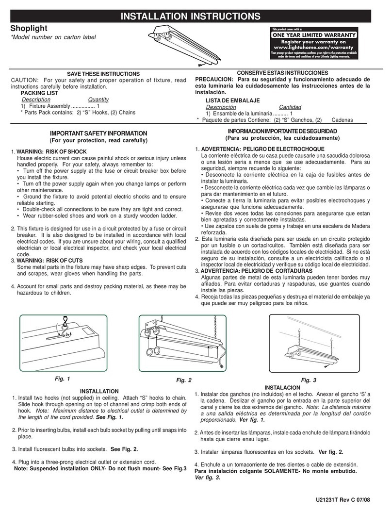Lithonia Lighting Shoplight installation instructions