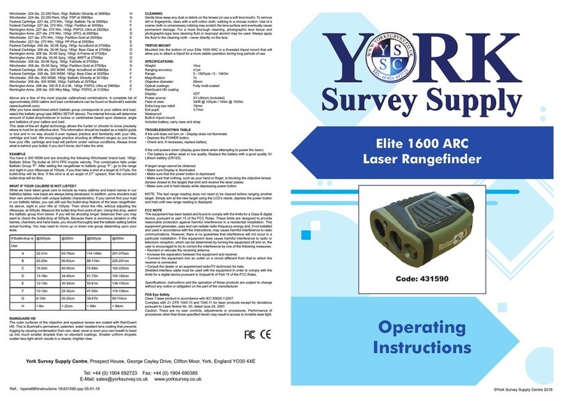 York Elite 1600 ARC operating instructions York Elite 1600 ARC operating instructions