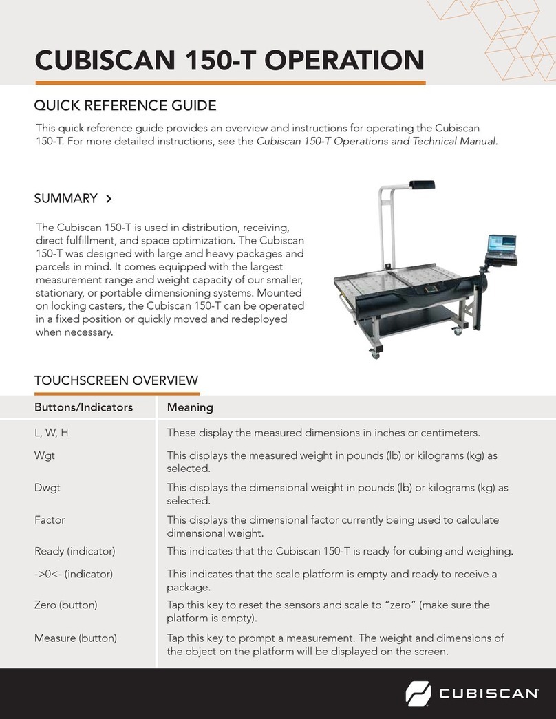 CubiScan 150-T Quick reference guide