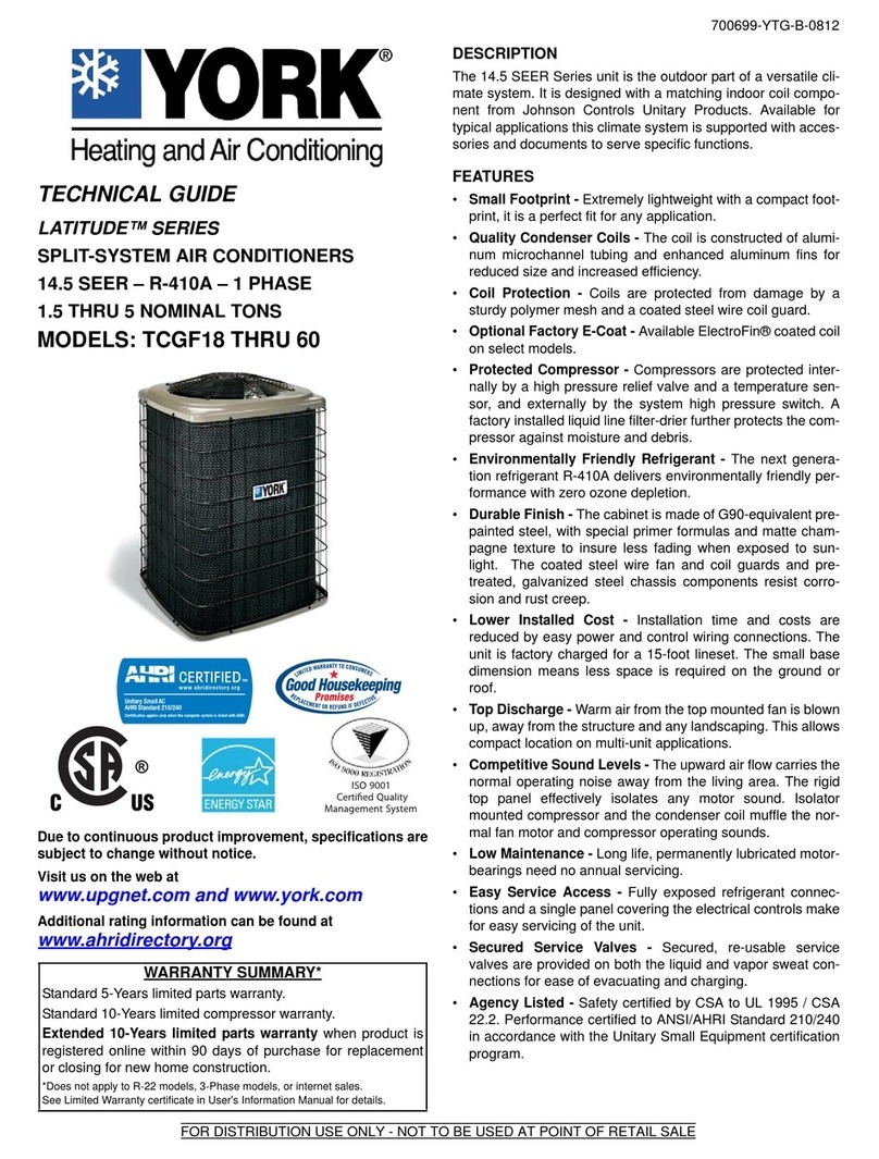 York LATITUDE Series Quick start guide