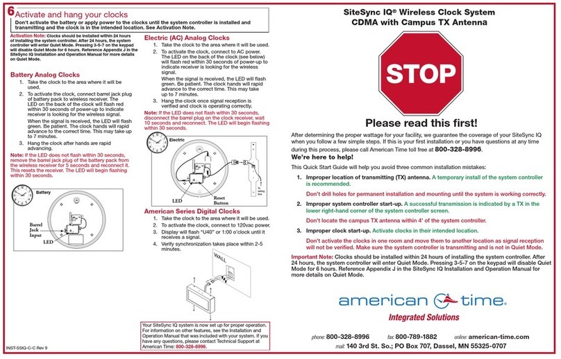 American Time SiteSync IQ Operating instructions