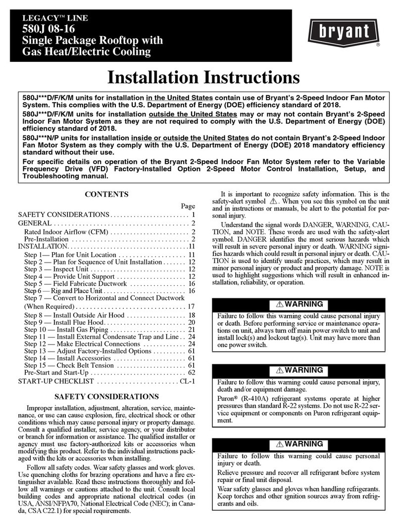 Bryant LEGACY 580J*16 Series User manual