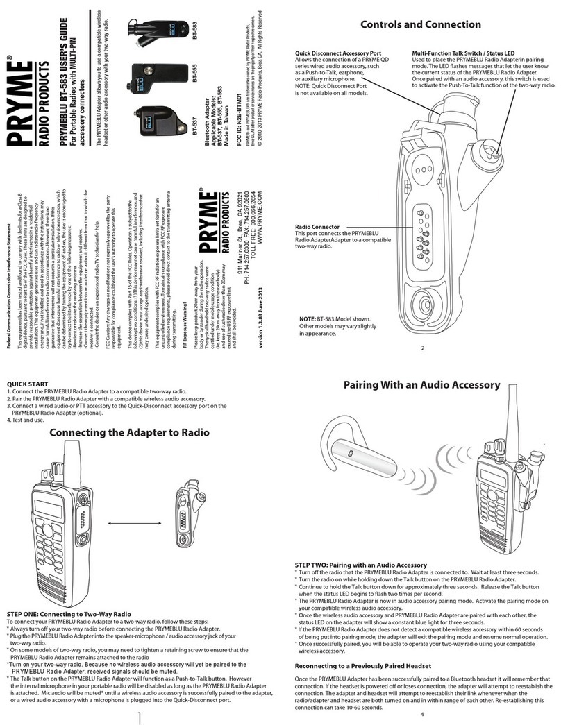 PRYME Radio Products PRYMEBLU BT-583 user guide
