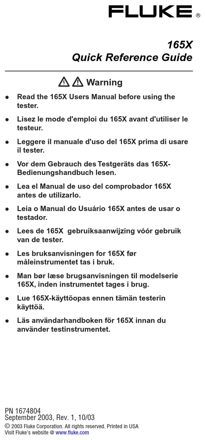Fluke 165X User manual