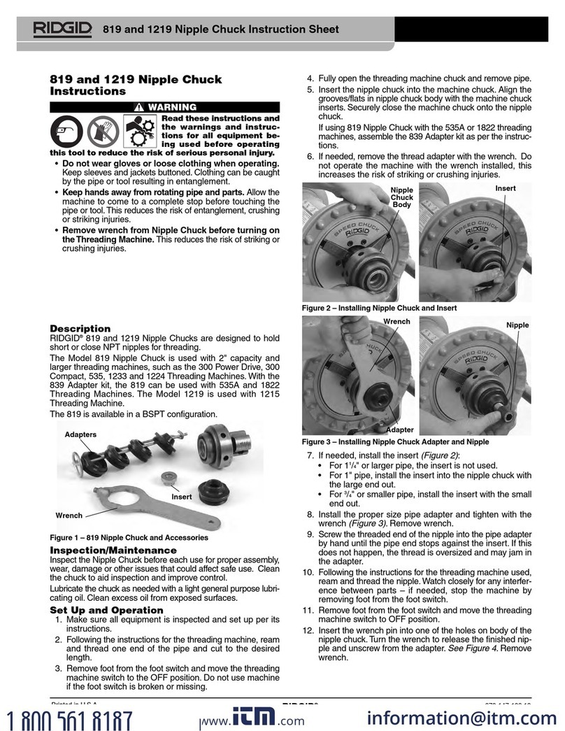 RIDGID 819 instruction sheet