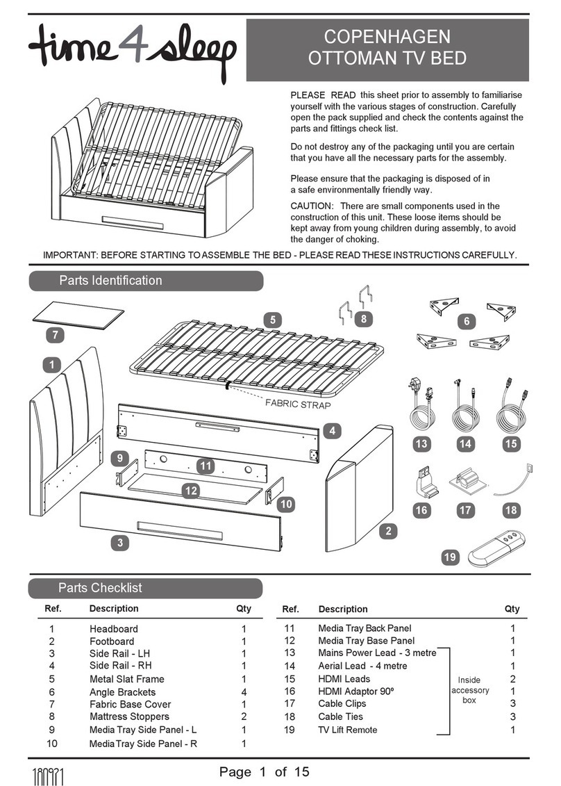 Time4Sleep Copenhagen Ottoman TV Bed User manual Time4Sleep Copenhagen Ottoman TV Bed User manual