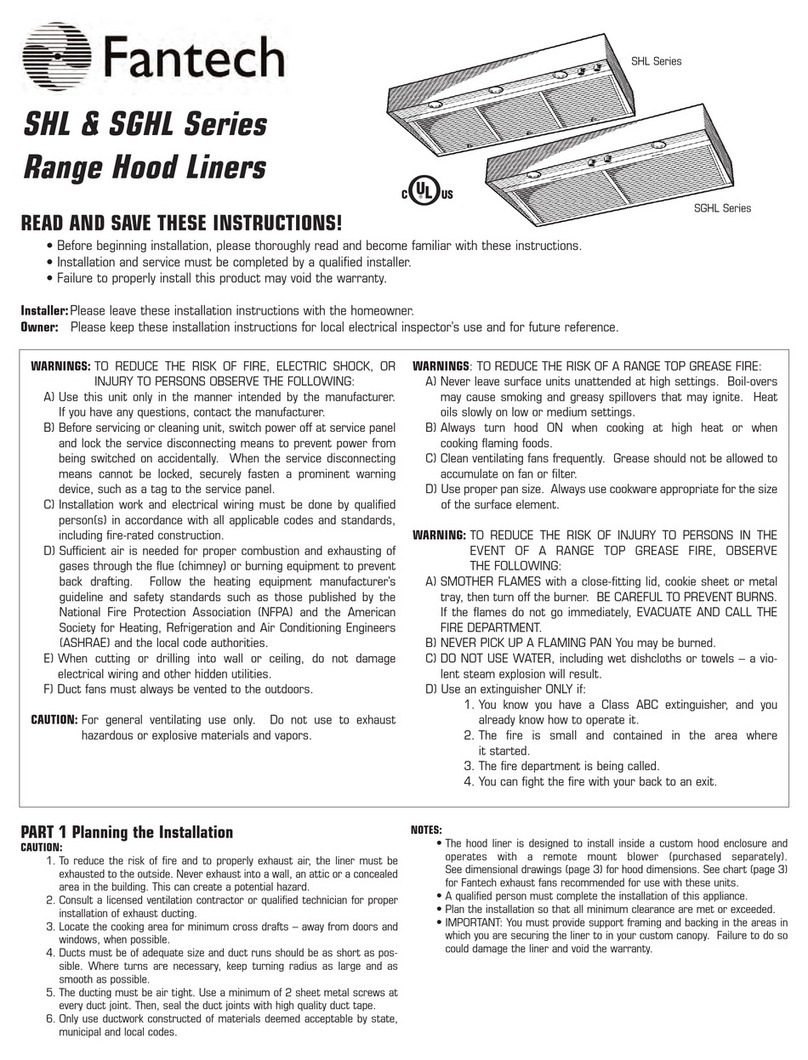 Fantech SHL36 instructions