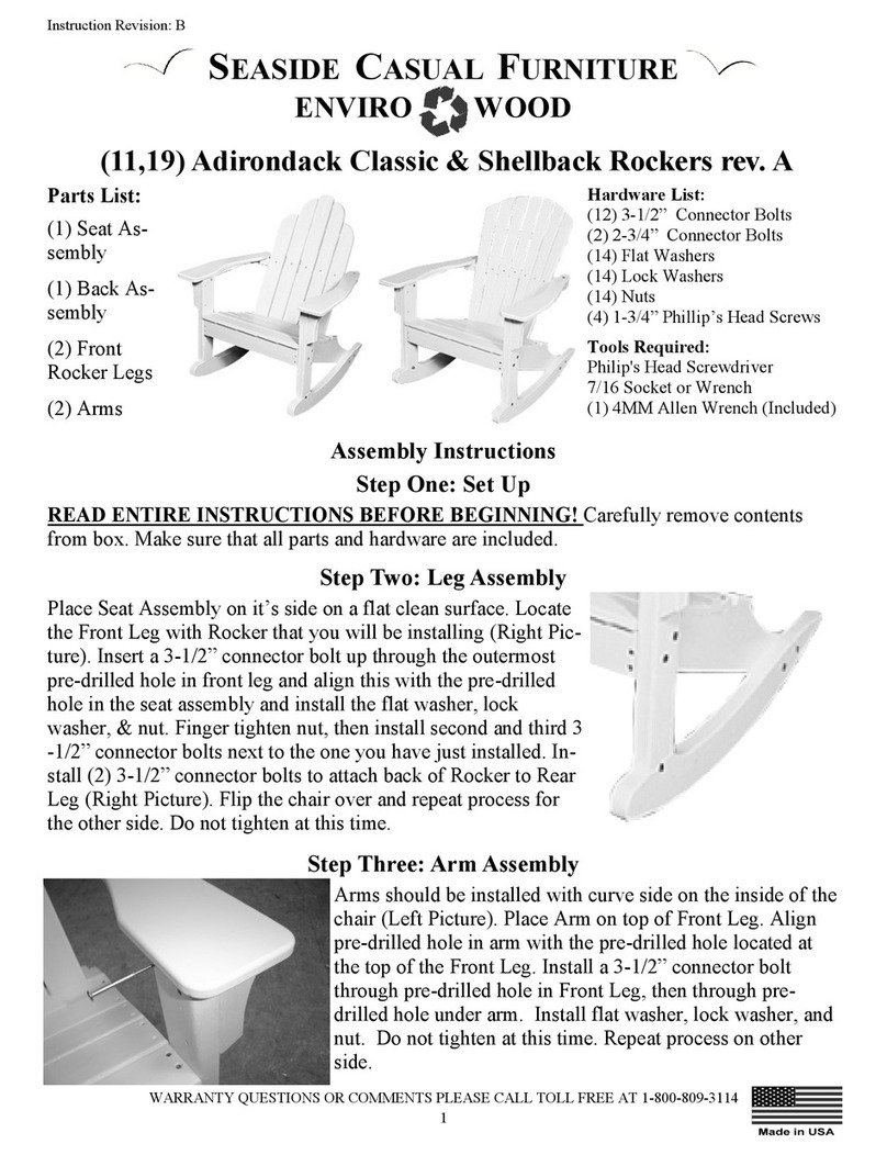 SEASIDE CASUAL FURNITURE Adirondack Classic Assembly instructions SEASIDE CASUAL FURNITURE Adirondack Classic Assembly instructions