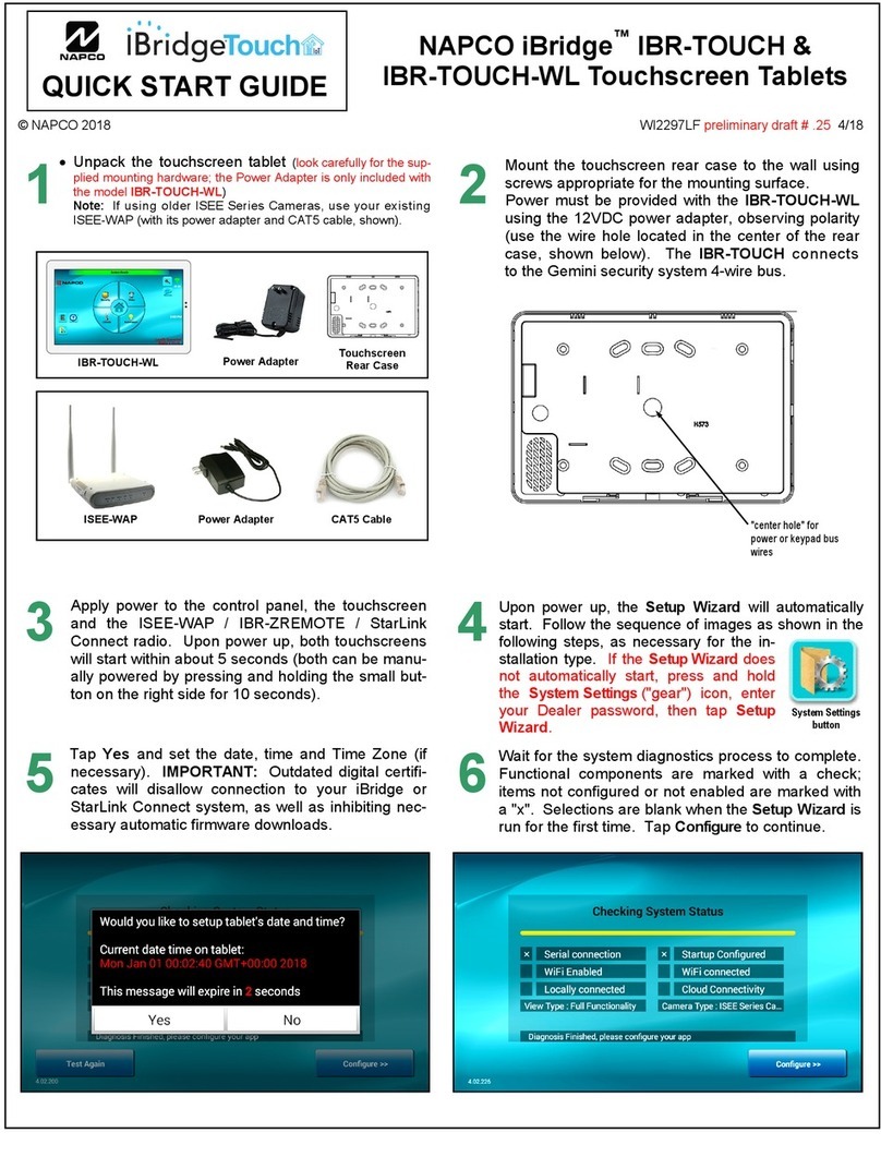 NAPCO iBridge IBR-TOUCH-WL quick start guide