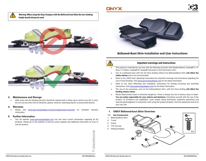 G3 Onyx Installation and user instructions