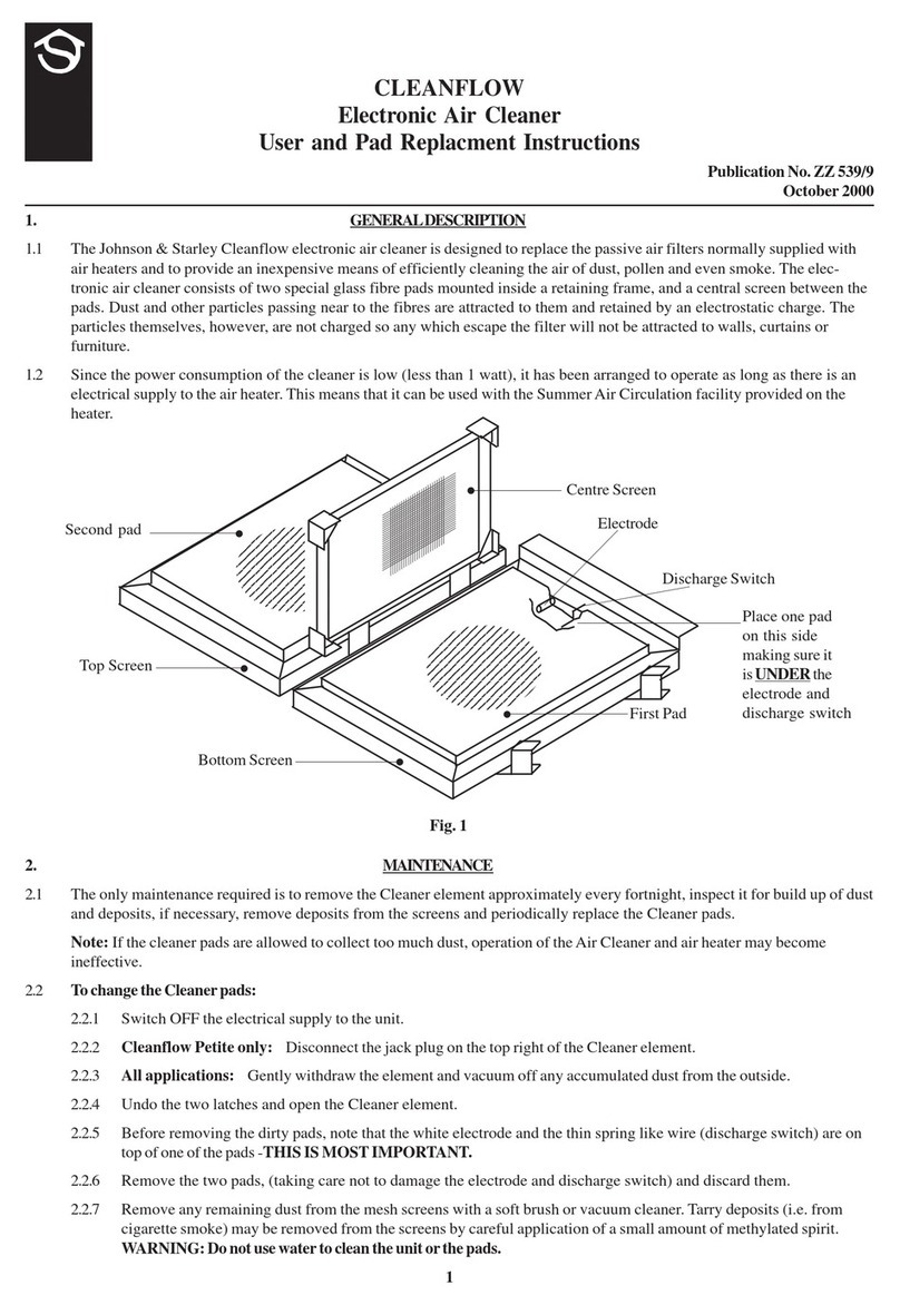 Johnson & Starley CLEANFLOW User and Pad Replacment Instructions
