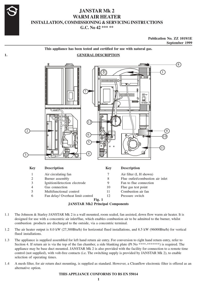 Johnson & Starley JANSTAR Mk 2 Installation, commissioning & servicing instructions Johnson & Starley JANSTAR Mk 2 Installation, commissioning & servicing instructions