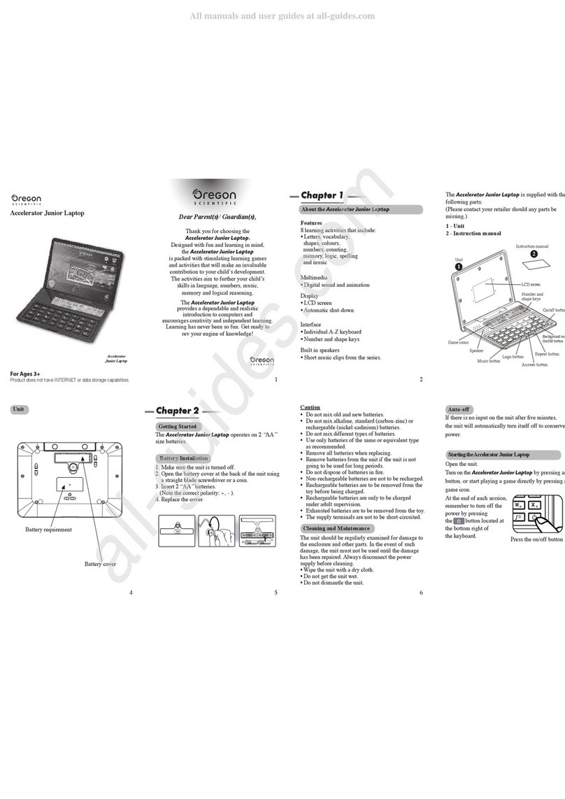 Oregon Scientific Accelerator Junior Laptop User manual Oregon Scientific Accelerator Junior Laptop User manual
