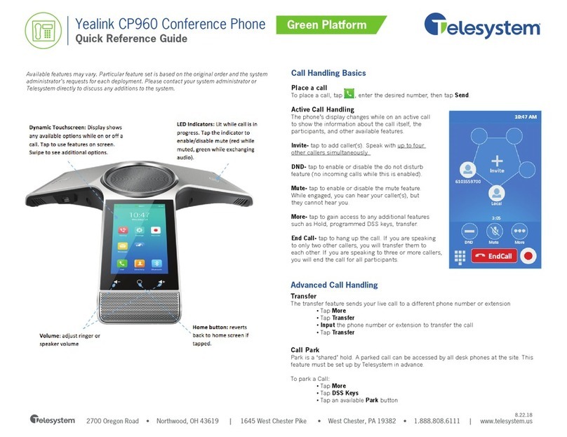 Yealink One Talk CP960 Quick reference guide Yealink One Talk CP960 Quick reference guide