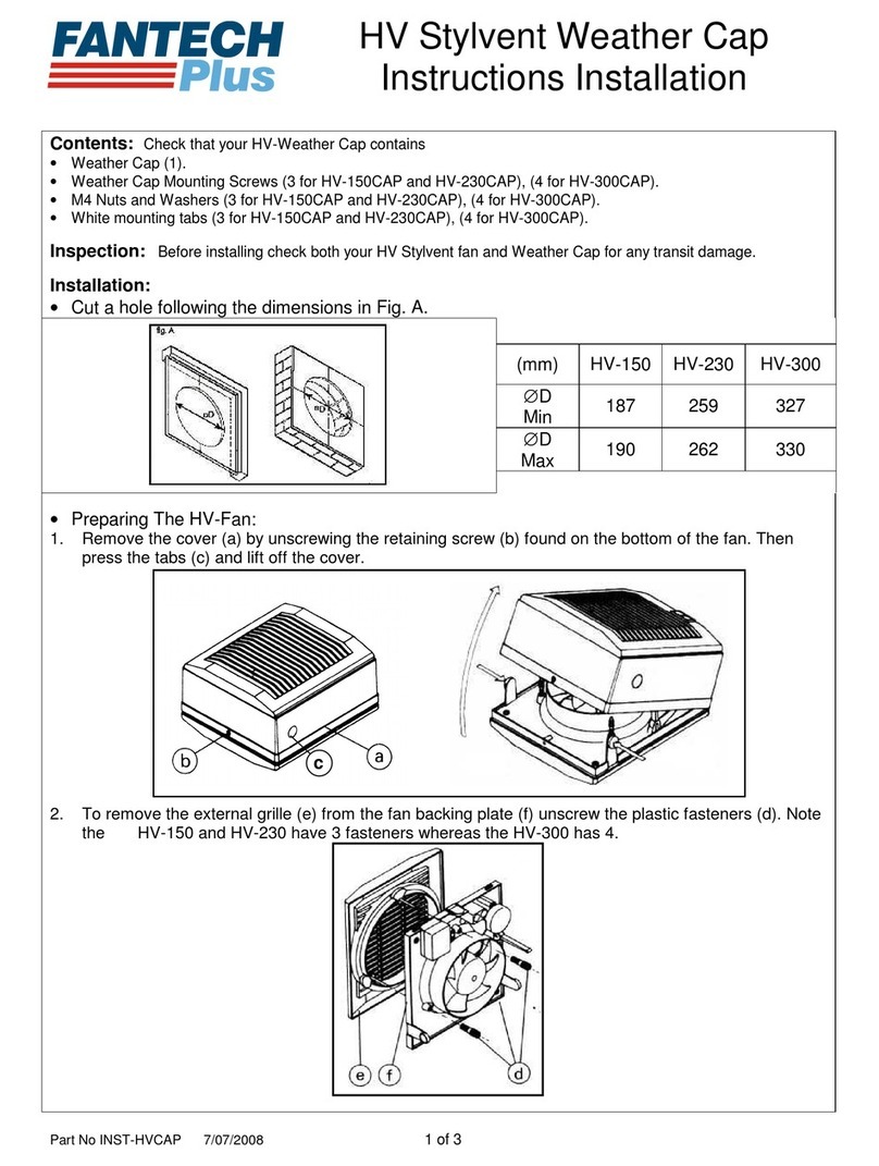 Fantech HV-150CAP installation instructions