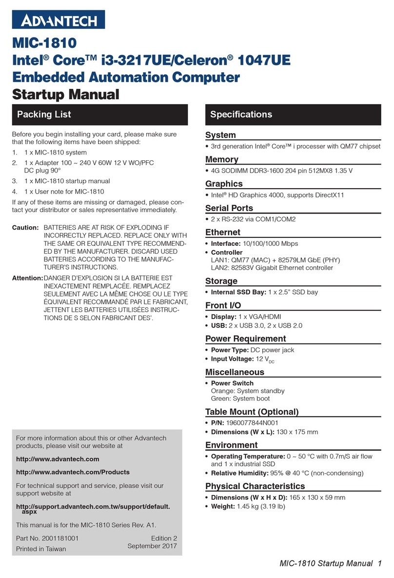 Advantech MIC-1810 Installation and operation manual