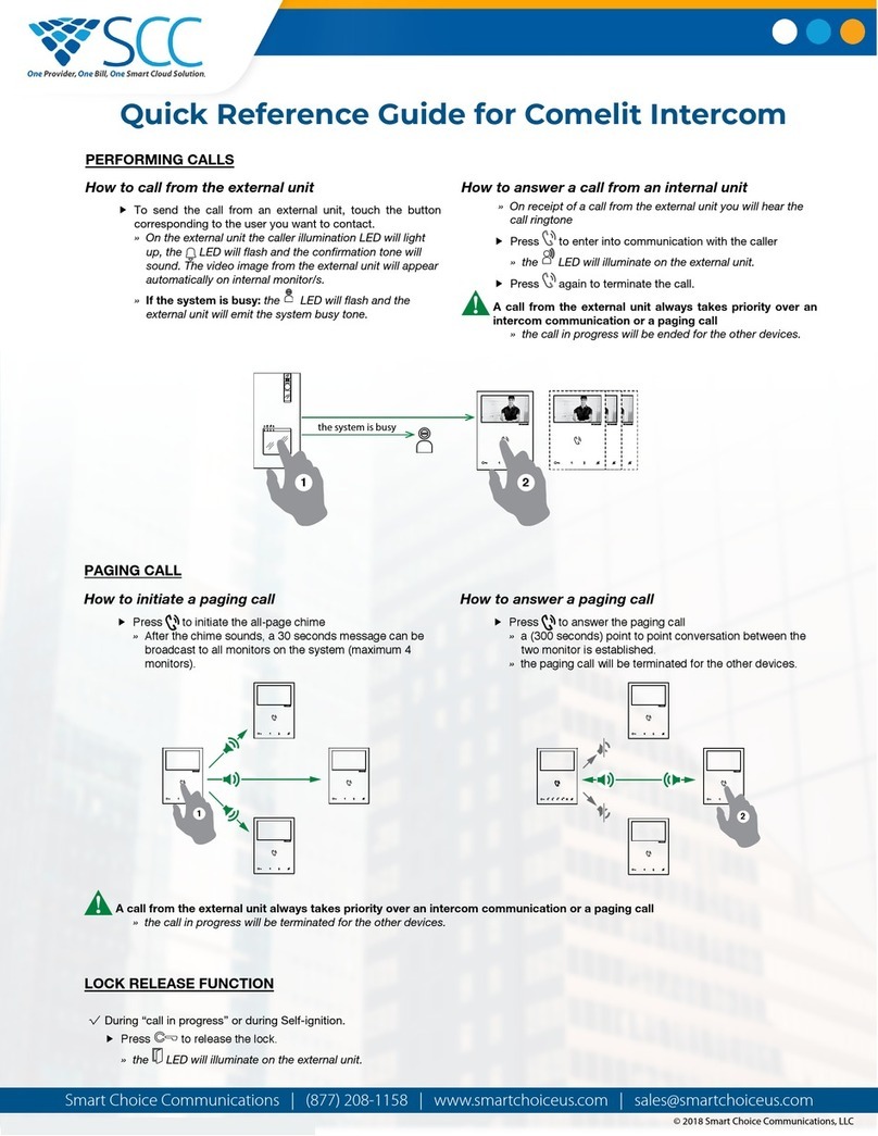 SCC Comelit Quick reference guide