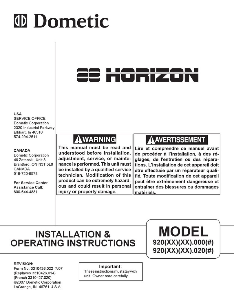 Dometic Horizon 920****.000 series Installation & operating instructions
