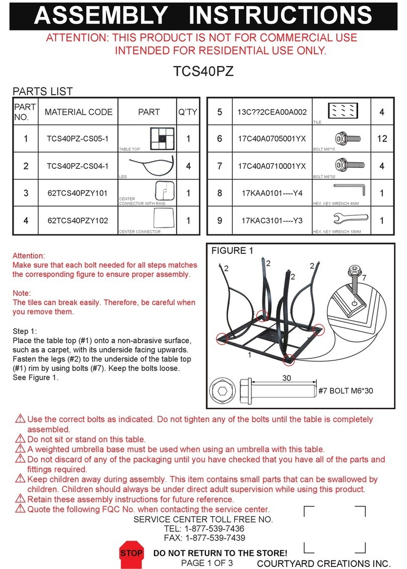 Courtyard Creations TCS40PZ Assembly instructions Courtyard Creations TCS40PZ Assembly instructions